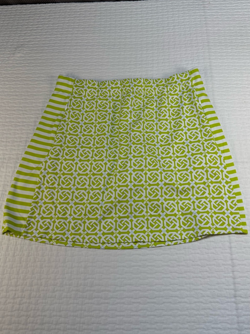 J. McLaughlin Lime Geo-Print Athletic Skort Zipper Pockets Size Small